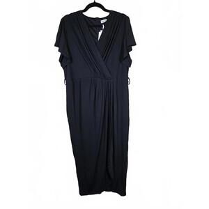 GRACE KARIN Women's Black Pencil Dresses Plus Size V-Neck Wrap Dresses XXL